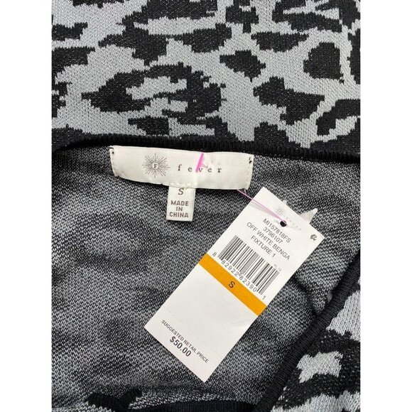 Fever Sweater Top Women's‎ SMALL Gray Black Leopard Cutout Long-Sleeve Soft NEW - Picture 11 of 12